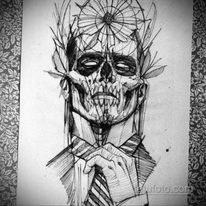 черепа эскиз тату предплечье 17.09.2019 №006 - skull sketch tattoo forearm - tatufoto.com