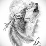 эскиз для волк с перьями тату 26.09.2019 №001 -sketch feather tattoo- tatufoto.com