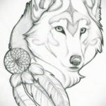 эскиз для волк с перьями тату 26.09.2019 №003 -sketch feather tattoo- tatufoto.com