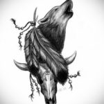 эскиз для волк с перьями тату 26.09.2019 №004 -sketch feather tattoo- tatufoto.com