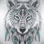 эскиз для волк с перьями тату 26.09.2019 №006 -sketch feather tattoo- tatufoto.com
