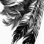 эскиз для волк с перьями тату 26.09.2019 №011 -sketch feather tattoo- tatufoto.com