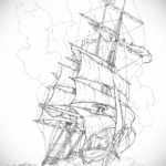 эскиз для корабль в шторм тату 27.09.2019 №002 -sketch frigate tattoo- tatufoto.com