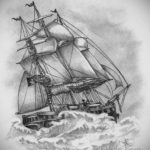 эскиз для корабль в шторм тату 27.09.2019 №006 -sketch frigate tattoo- tatufoto.com