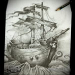 эскиз для корабль пират тату 27.09.2019 №002 -sketch frigate tattoo- tatufoto.com