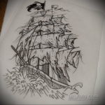 эскиз для корабль пират тату 27.09.2019 №005 -sketch frigate tattoo- tatufoto.com