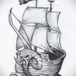эскиз для корабль пират тату 27.09.2019 №010 -sketch frigate tattoo- tatufoto.com