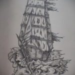 эскиз для корабль пират тату 27.09.2019 №011 -sketch frigate tattoo- tatufoto.com