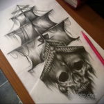 эскиз для корабль призрак тату 27.09.2019 №001 -sketch frigate tattoo- tatufoto.com