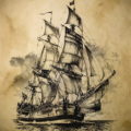эскиз для корабль призрак тату 27.09.2019 №007 -sketch frigate tattoo- tatufoto.com