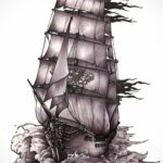 эскиз для корабль призрак тату 27.09.2019 №008 -sketch frigate tattoo- tatufoto.com