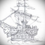 эскиз для корабль призрак тату 27.09.2019 №012 -sketch frigate tattoo- tatufoto.com