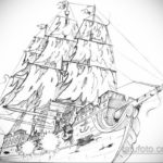 эскиз для корабль призрак тату 27.09.2019 №016 -sketch frigate tattoo- tatufoto.com
