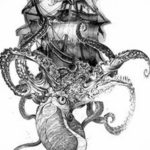 эскиз для кракен корабль тату 27.09.2019 №001 -sketch frigate tattoo- tatufoto.com