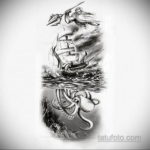 эскиз для кракен корабль тату 27.09.2019 №003 -sketch frigate tattoo- tatufoto.com