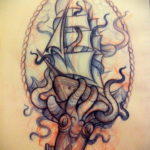 эскиз для кракен корабль тату 27.09.2019 №008 -sketch frigate tattoo- tatufoto.com