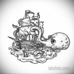 эскиз для кракен корабль тату 27.09.2019 №010 -sketch frigate tattoo- tatufoto.com