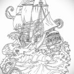 эскиз для кракен корабль тату 27.09.2019 №014 -sketch frigate tattoo- tatufoto.com