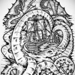 эскиз для кракен корабль тату 27.09.2019 №027 -sketch frigate tattoo- tatufoto.com