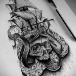 эскиз для кракен корабль тату 27.09.2019 №029 -sketch frigate tattoo- tatufoto.com