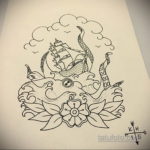 эскиз для кракен корабль тату 27.09.2019 №030 -sketch frigate tattoo- tatufoto.com