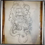 эскиз для кракен корабль тату 27.09.2019 №033 -sketch frigate tattoo- tatufoto.com