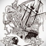 эскиз для кракен корабль тату 27.09.2019 №039 -sketch frigate tattoo- tatufoto.com
