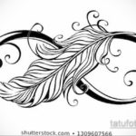 эскиз для тату бесконечность с пером 26.09.2019 №007 -sketch feather tattoo- tatufoto.com