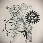 эскиз для тату воткнутый нож 23.09.2019 №001 - sketch for tattoo stuck knife - tatufoto.com