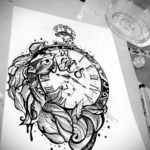 эскиз для тату женские часы 19.09.2019 №007 - sketch for tattoo women wat - tatufoto.com