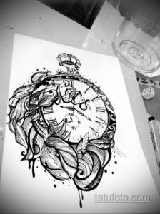 эскиз для тату женские часы 19.09.2019 №007 - sketch for tattoo women wat - tatufoto.com