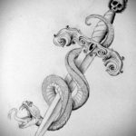 эскиз для тату змея с ножом 23.09.2019 №001 - sketch for tattoo snake with a - tatufoto.com
