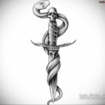 эскиз для тату змея с ножом 23.09.2019 №003 - sketch for tattoo snake with a - tatufoto.com