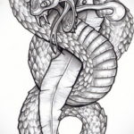 эскиз для тату змея с ножом 23.09.2019 №005 - sketch for tattoo snake with a - tatufoto.com