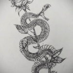 эскиз для тату змея с ножом 23.09.2019 №008 - sketch for tattoo snake with a - tatufoto.com
