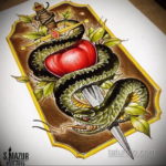 эскиз для тату змея с ножом 23.09.2019 №017 - sketch for tattoo snake with a - tatufoto.com