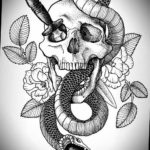 эскиз для тату змея с ножом 23.09.2019 №019 - sketch for tattoo snake with a - tatufoto.com
