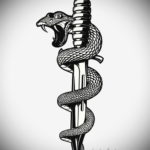 эскиз для тату змея с ножом 23.09.2019 №020 - sketch for tattoo snake with a - tatufoto.com