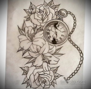 эскиз для тату карманные часы 19.09.2019 №006 - sketch for tattoo pocket w - tatufoto.com