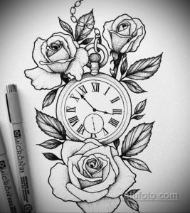 эскиз для тату карманные часы 19.09.2019 №007 - sketch for tattoo pocket w - tatufoto.com