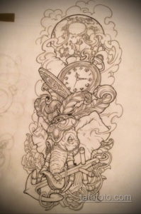 эскиз для тату карманные часы 19.09.2019 №012 - sketch for tattoo pocket w - tatufoto.com