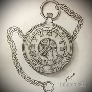 эскиз для тату карманные часы 19.09.2019 №013 - sketch for tattoo pocket w - tatufoto.com