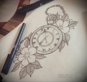 эскиз для тату карманные часы 19.09.2019 №018 - sketch for tattoo pocket w - tatufoto.com