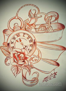 эскиз для тату карманные часы 19.09.2019 №029 - sketch for tattoo pocket w - tatufoto.com