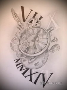 эскиз для тату карманные часы 19.09.2019 №034 - sketch for tattoo pocket w - tatufoto.com