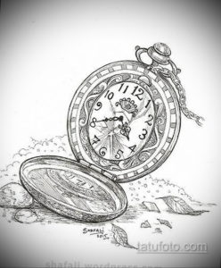 эскиз для тату карманные часы 19.09.2019 №085 - sketch for tattoo pocket w - tatufoto.com