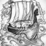 эскиз для тату корабль викингов 27.09.2019 №002 -sketch frigate tattoo- tatufoto.com
