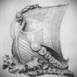 эскиз для тату корабль викингов 27.09.2019 №003 -sketch frigate tattoo- tatufoto.com