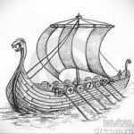 эскиз для тату корабль викингов 27.09.2019 №006 -sketch frigate tattoo- tatufoto.com