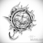 эскиз для тату корабль компас 27.09.2019 №003 -sketch frigate tattoo- tatufoto.com